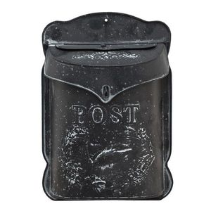 Černá antik poštovní retro schránka s ptáčkem - 26*8*39 cm 6Y4788 obraz