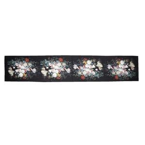 Černý běhoun na stůl s květy - 35*180 cm KT065.007 obraz