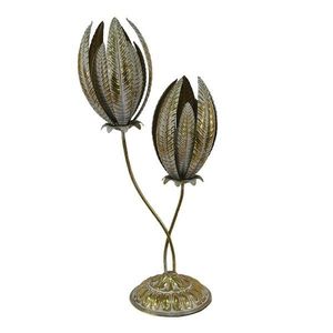 Zlatá dekorativní kovová stolní lampa s květy Vionia - 42*27*88 cm E27/max 2*40W 5LMP643 obraz