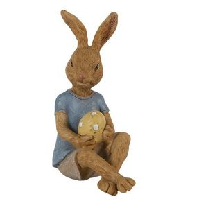 Dekorace sedící králík s malovaným vajíčkem - 10*6*12 cm 6PR3530 obraz