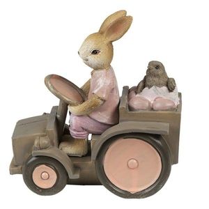 Dekorace králíček s kuřátkem na traktoru - 13*7*12 cm 6PR3554 obraz
