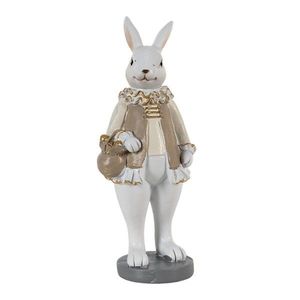 Dekorace králík v béžovém kabátku a měšcem - 5*5*15 cm 6PR3579 obraz