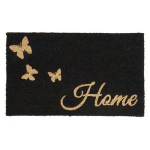 Černá kokosová rohožka s motýlky Home - 75*45*1 cm MC218 obraz