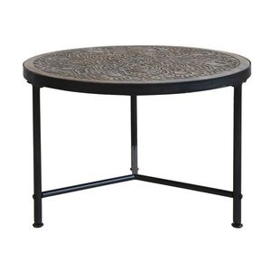 Kovový konferenční stůl s dřevěnou deskou s ornamenty Coffee - Ø 60*41cm 40028900 (40289-00) obraz
