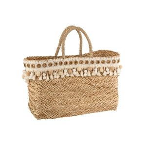 Boho plážová taška/košík s bambulkami a třásněmi Reed - 45*15*43cm 12329 obraz
