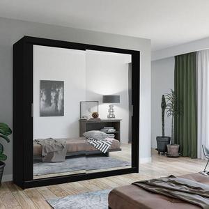 Skříň Lux 203 černý+2 x zrcadlo obraz
