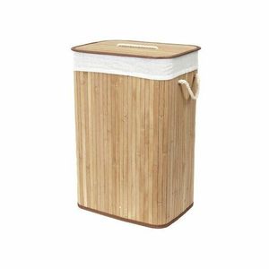 Compactor Bambusový koš na prádlo s víkem Compactor Bamboo - obdélníkový, přírodní, 43 x 35 x 60 cm obraz
