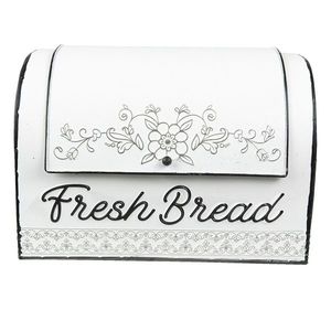 Bílý plechový retro chlebník Fresh Bread - 30*20*20 cm 6Y4779 obraz