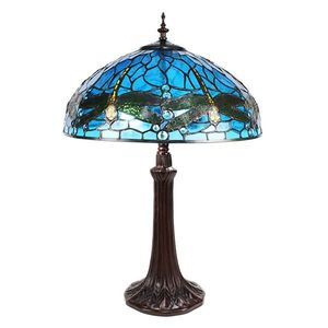 Modrá stolní lampa Tiffany s vážkami Vie blue - Ø 41*57 cm E27/max 2*40W 5LL-9337BL obraz