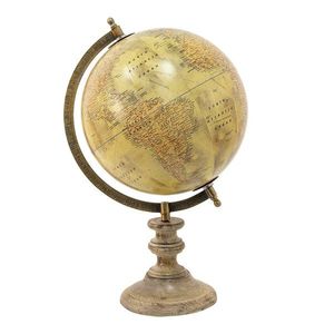Béžový dekorativní glóbus na dřevěném podstavci Globe - 22*22*37 cm 64931 obraz