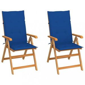 Zahradní židle 2 ks teak / látka Dekorhome Tmavě modrá obraz
