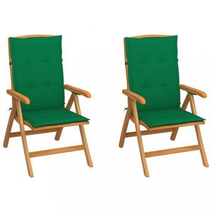 Zahradní židle 2 ks teak / látka Dekorhome Tmavě zelená obraz