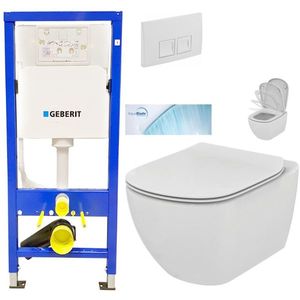 GEBERIT DuofixBasic s bílým tlačítkem DELTA50 + WC Ideal Standard Tesi se sedátkem SoftClose, AquaBlade 458.103.00.1 50BI TE1 obraz