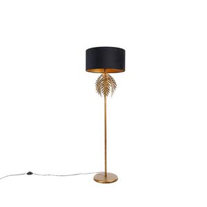 Vintage stojací lampa zlatá s odstínem černého sametu 50 cm - Botanica obraz