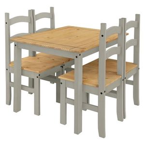 Stůl + 4 židle CORONA 3 vosk/šedá obraz