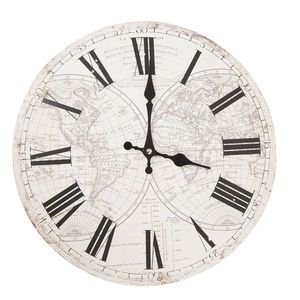Bílé hodiny s římskými číslicemi World - 34*4 cm / 1xAA 5KL0088 obraz
