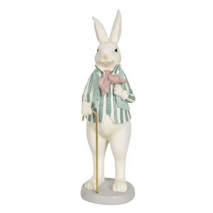 Velikonoční soška králíka v pruhovaném sáčku s hůlkou - 12*9*31 cm 6PR3145 obraz
