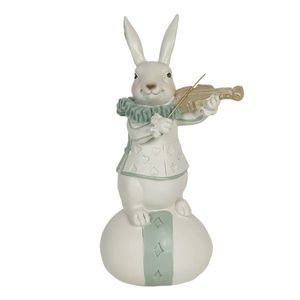 Velikonoční dekorace bílého králíka s houslemi na vajíčku - 8*7*17 cm 6PR3157 obraz