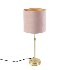 Stolní lampa zlatá / mosazná s růžovým sametovým odstínem 25 cm - Parte obraz