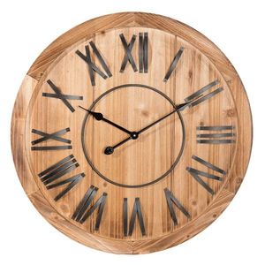 Dřevěné hodiny s kovovými číslicemi - Ø 70*5 cm 5KL0115 obraz