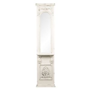 Bílé zrcadlo s ornamenty a patinou v antik stylu - 46*14*194 cm 52S198 obraz