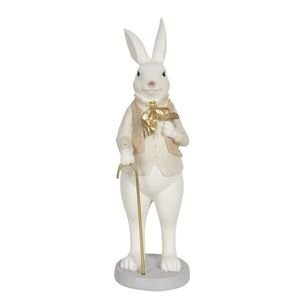 Velikonoční dekorační soška králíka s hůlkou - 12*9*31 cm 6PR3170 obraz