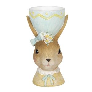 Dekorace králičí dámy s držákem na vajíčko v klobouku - 7*7*12 cm 6PR3317 obraz