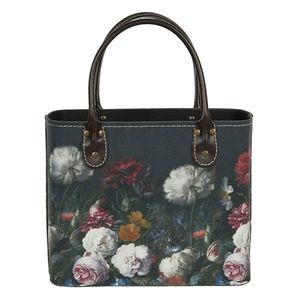 Tmavě tyrkysová květovaná vintage taška Colette - 26*12*26/35 cm BAG322 obraz