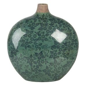 Zelená váza Camil s květy a patinou - 29*13*31 cm 6CE1251L obraz