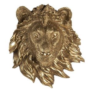 Zlatá nástěnná dekorace hlavy lva - 18*8*21 cm 6PR3426 obraz