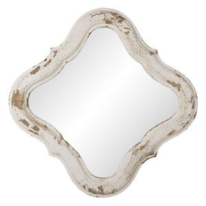 Nástěnné zrcadlo v bílo hnědém dřevěném rámu - 59*2*59 cm 52S241 obraz
