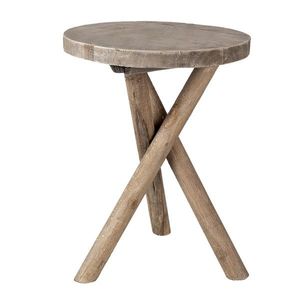 Dřevěný kulatý stolek na květiny - Ø 24*32 cm 6H2023 obraz