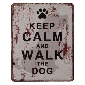 Nástěnná kovová cedule Keep Calm Walk a Dog - 20*25 cm 6Y4335 obraz