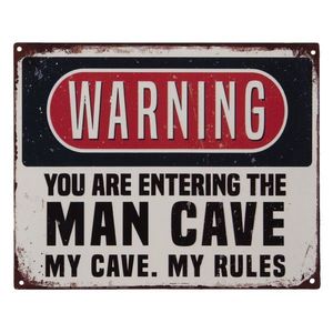 Nástěnná kovová cedule Man Cave Warning- 25*20 cm 6Y4370 obraz