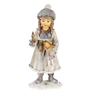 Dekorativní soška dítěte s panenkou a svíčkou - 8*7*19 cm 6PR4667 obraz