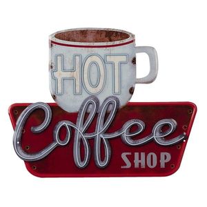Kovová cedule Hot Coffee Shop - 38*48 cm 6Y4408 obraz