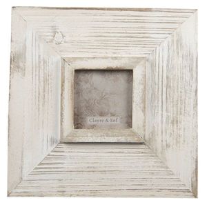 Bílý antik dřevěný fotorámeček s patinou - 25*2*25 cm / 9*9 cm 2F0846 obraz
