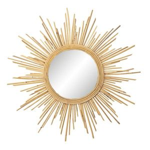 Přírodní nástěnné zrcadlo ve tvaru slunce v ratanovém rámu Sunny - Ø 80/48 cm 52S262 obraz