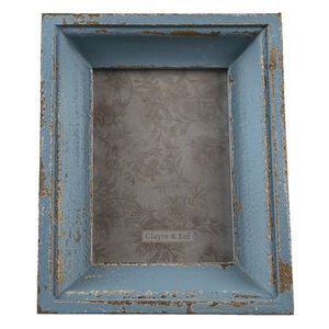 Modrý dřevěný fotorámeček s odřením - 21*5*26 cm / 13*17 cm 2F0861 obraz