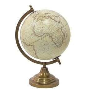 Béžový dekorativní glóbus na kovovém podstavci Globe - 22*22*33 cm 64904 obraz