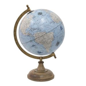 Modrý dekorativní glóbus na dřevěném podstavci Globe - 22*22*37 cm 64916 obraz