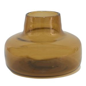Hnědá skleněná váza s úzkým hrdlem - Ø 15*10 cm 6GL3452 obraz