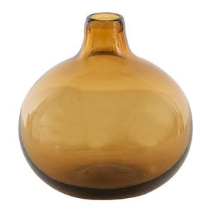 Hnědá skleněná váza s úzkým hrdlem - Ø 11*11 cm 6GL3453 obraz