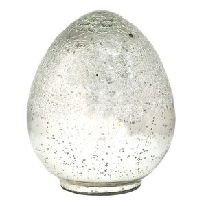 Stříbrné dekorativní vejce s popraskanou strukturou - 14*14*18 cm 6GL3529L obraz