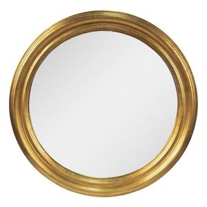 Zlaté nástěnné zrcadlo v dřevěném rámu - Ø 59 cm 52S256 obraz