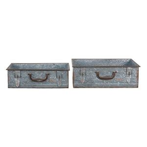 2ks dekorativní plechové zinkové boxy ve tvaru kufru Dien - 48*20*16 cm / 44*16*14 cm 6Y4656 obraz
