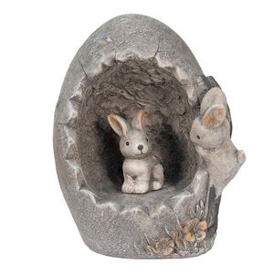 Šedá dekorace králíčci na vajíčku v dekoru kamene - 22*18*27 cm 6MG0022 obraz