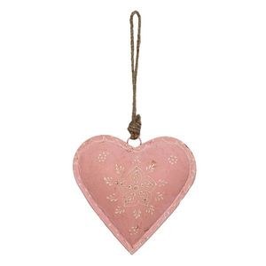 Růžové závěsné kovové srdce se zdovením Heartic - 14*4*14 cm 6Y4813L obraz