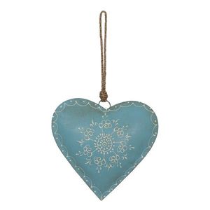 Modré závěsné kovové srdce se zdovením Heartic - 20*1*20 cm 6Y4815L obraz