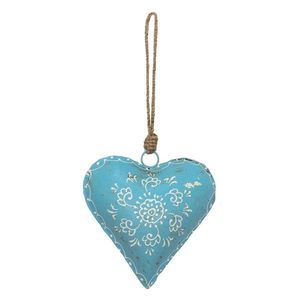 Modré závěsné kovové srdce se zdovením Heartic - 15*4*15 cm 6Y4816L obraz
